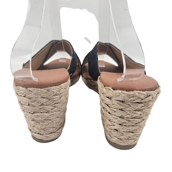 Tommy Bahama Womens Espadrille Wedge Sandals Size 7M Blue Textile Upper Brown - Picture 4 of 8